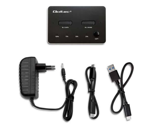 QOLTEC Stacja dokująca SSD M.2 NVMe USB-C 2x 2TB 52274 - 1213301 - zdjęcie 3
